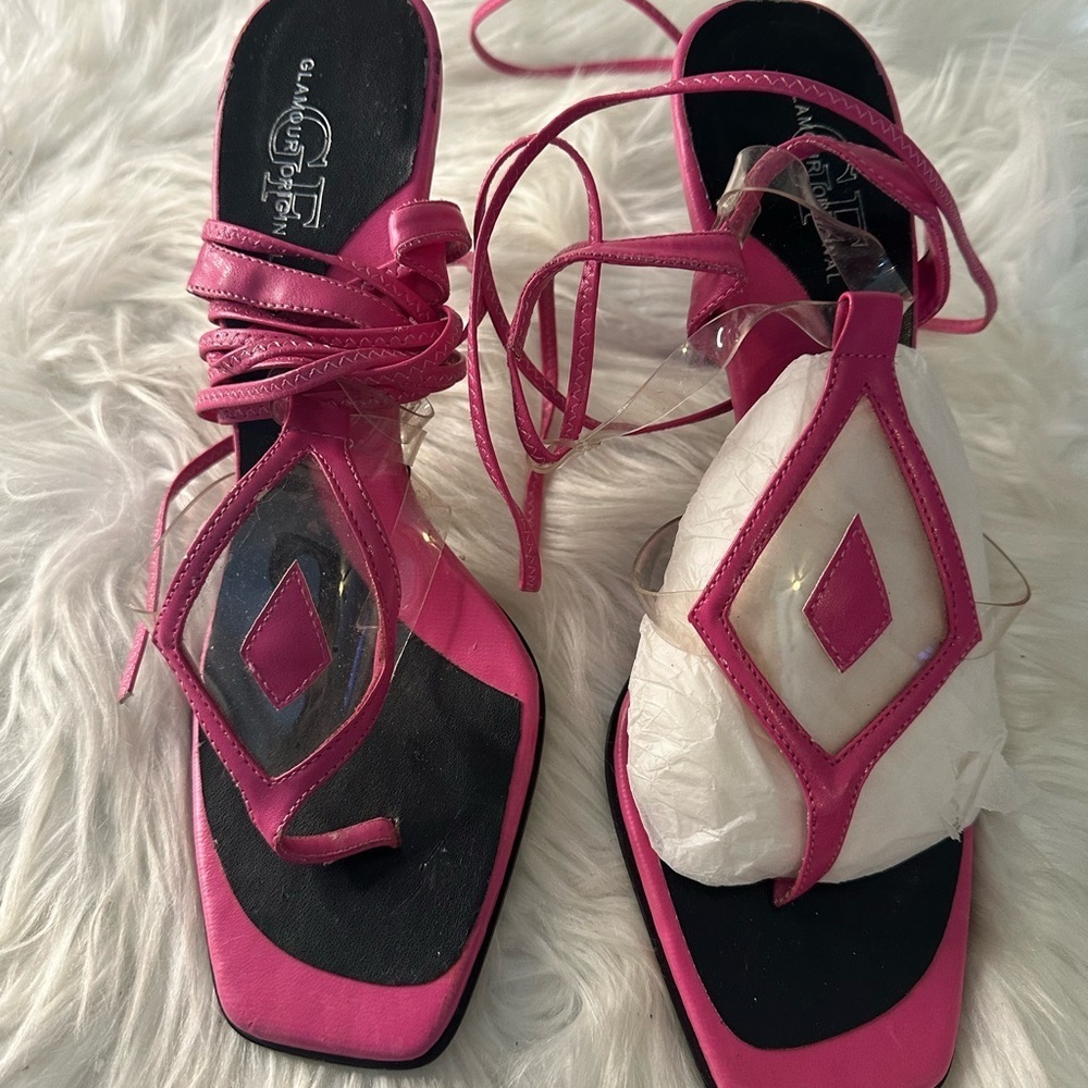 Pink Lace-Up Sandals - Picture 3 of 7